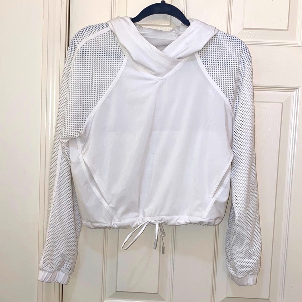 lululemon cropped mesh-sleeve hoodie